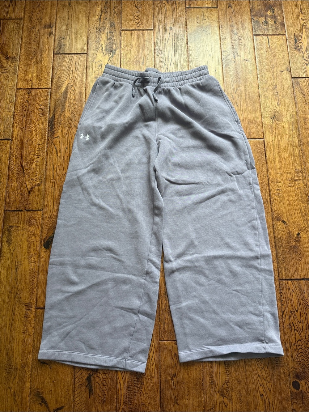 Under Armour Light Gray/purple Wide-Leg Fleece Joggers